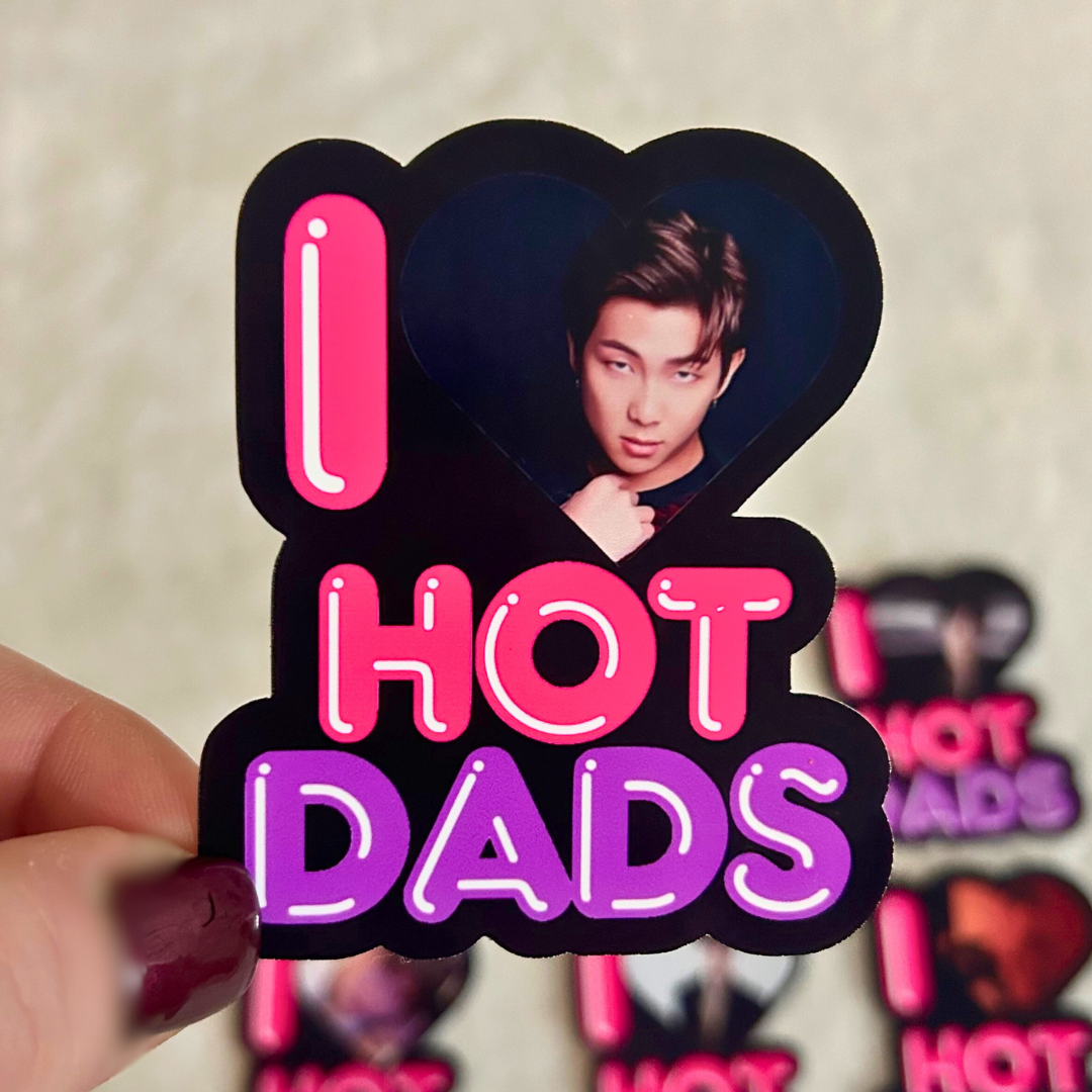 I (heart) Hot Dads Stickers